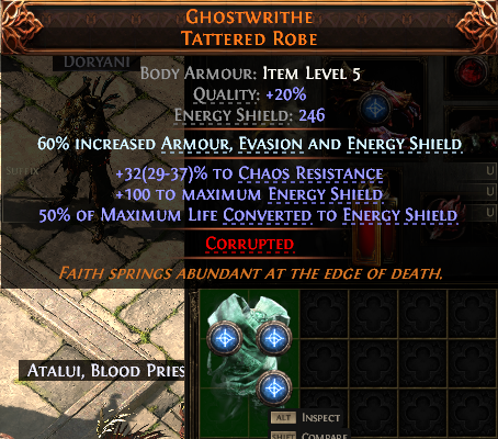 MMOJUGG Path of Exile 2 GHOSTWRITHE TATTERED ROBE#935915 Details View of Item Function and Use